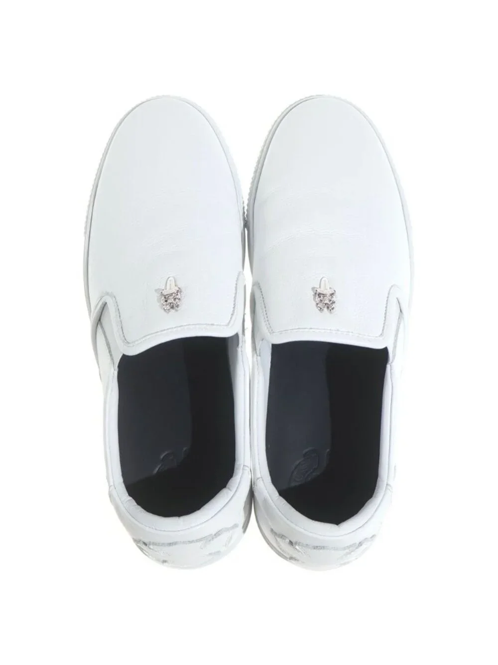 Chrome Hearts Slip on CH Plus Leather Patch Dagger Low Cut Sneakers White